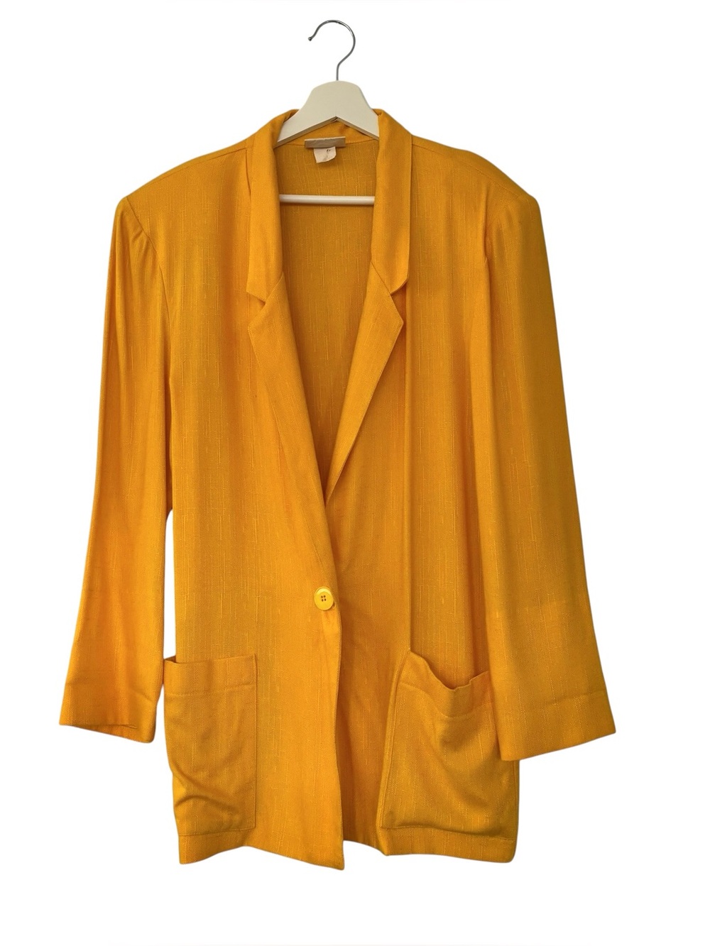 Vintage Tarazxia Women’s Mustard Yellow Single-Button Blazer Jacket Size Medium